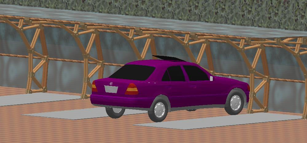 Reihencarport mit Limousine